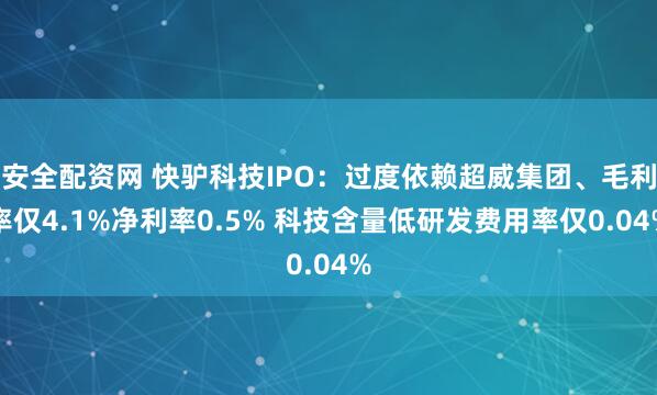 安全配资网 快驴科技IPO：过度依赖超威集团、毛利率仅4.1%净利率0.5% 科技含量低研发费用率仅0.04%